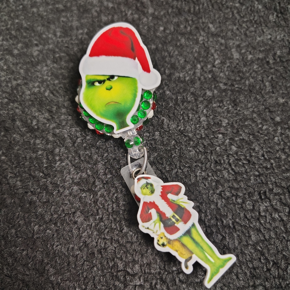 Grinch Christmas Retractable Badge Reel Cute Work Id Teacher Id Holder